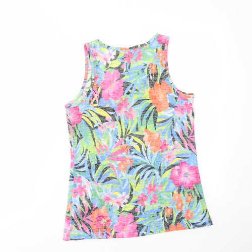 New London Womens Multicoloured Geometric Polyester Basic Tank Size 8 Scoop Neck - Pocket, Zip