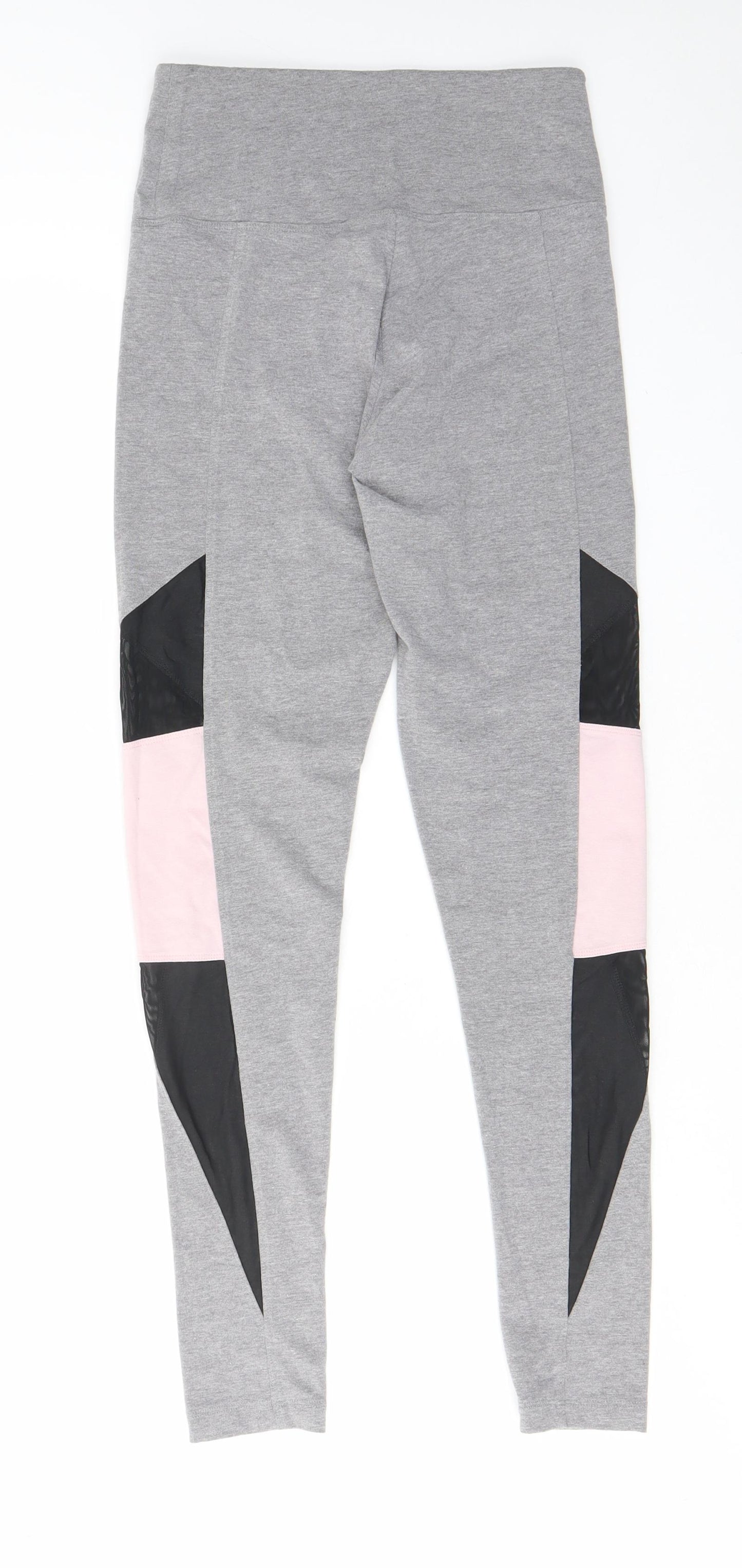 PINK Womens Grey Polyester Capri Leggings Size S L28 in Regular Pullover - Logo, Breathable, Elastic waist