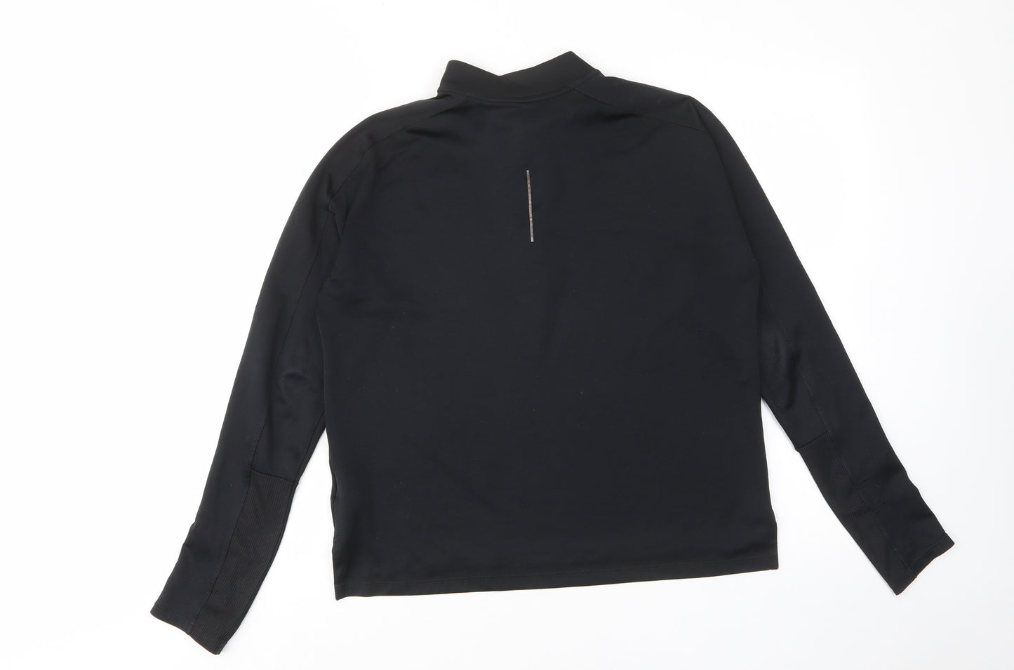 Nike Mens Black Polyester Basic Casual Size M Round Neck Zip - Logo, 1/2 Zip