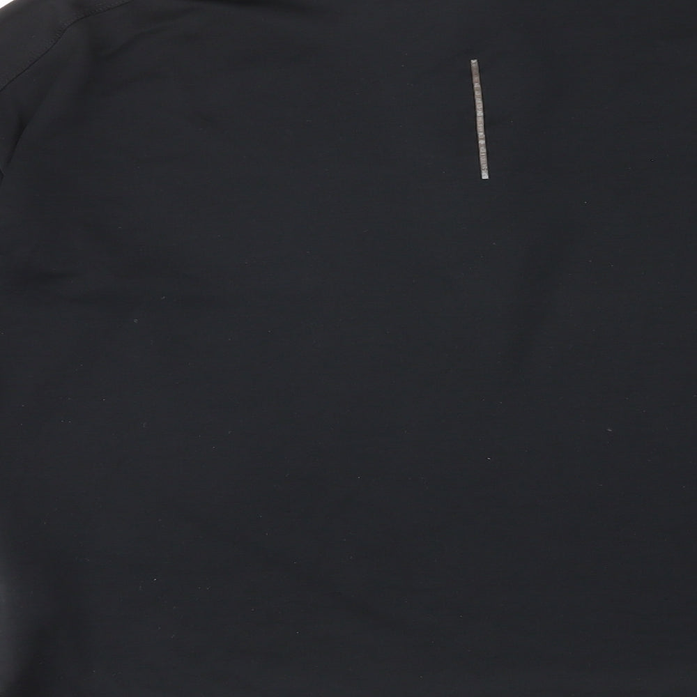 Nike Mens Black Polyester Basic Casual Size M Round Neck Zip - Logo, 1/2 Zip