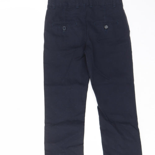 Indigo Womens Blue Cotton Trousers Size 6 Regular Zip - Pockets, Adjustable waist