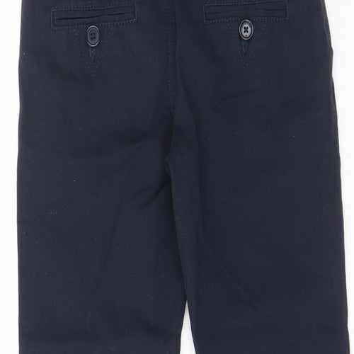Indigo Womens Blue Cotton Trousers Size 6 Regular Zip - Pockets, Adjustable waist