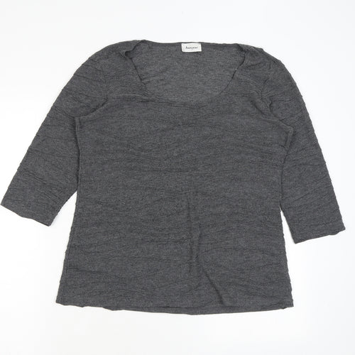 Anonymous Womens Grey Geometric Polyester Basic T-Shirt Size 14 Scoop Neck