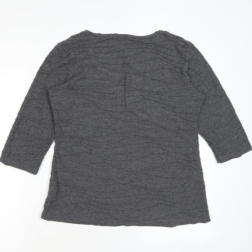 Anonymous Womens Grey Geometric Polyester Basic T-Shirt Size 14 Scoop Neck