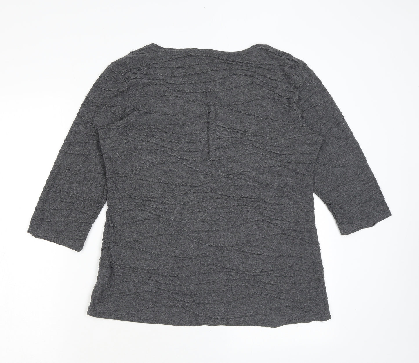 Anonymous Womens Grey Geometric Polyester Basic T-Shirt Size 14 Scoop Neck