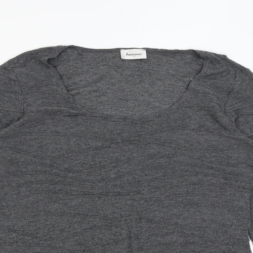 Anonymous Womens Grey Geometric Polyester Basic T-Shirt Size 14 Scoop Neck