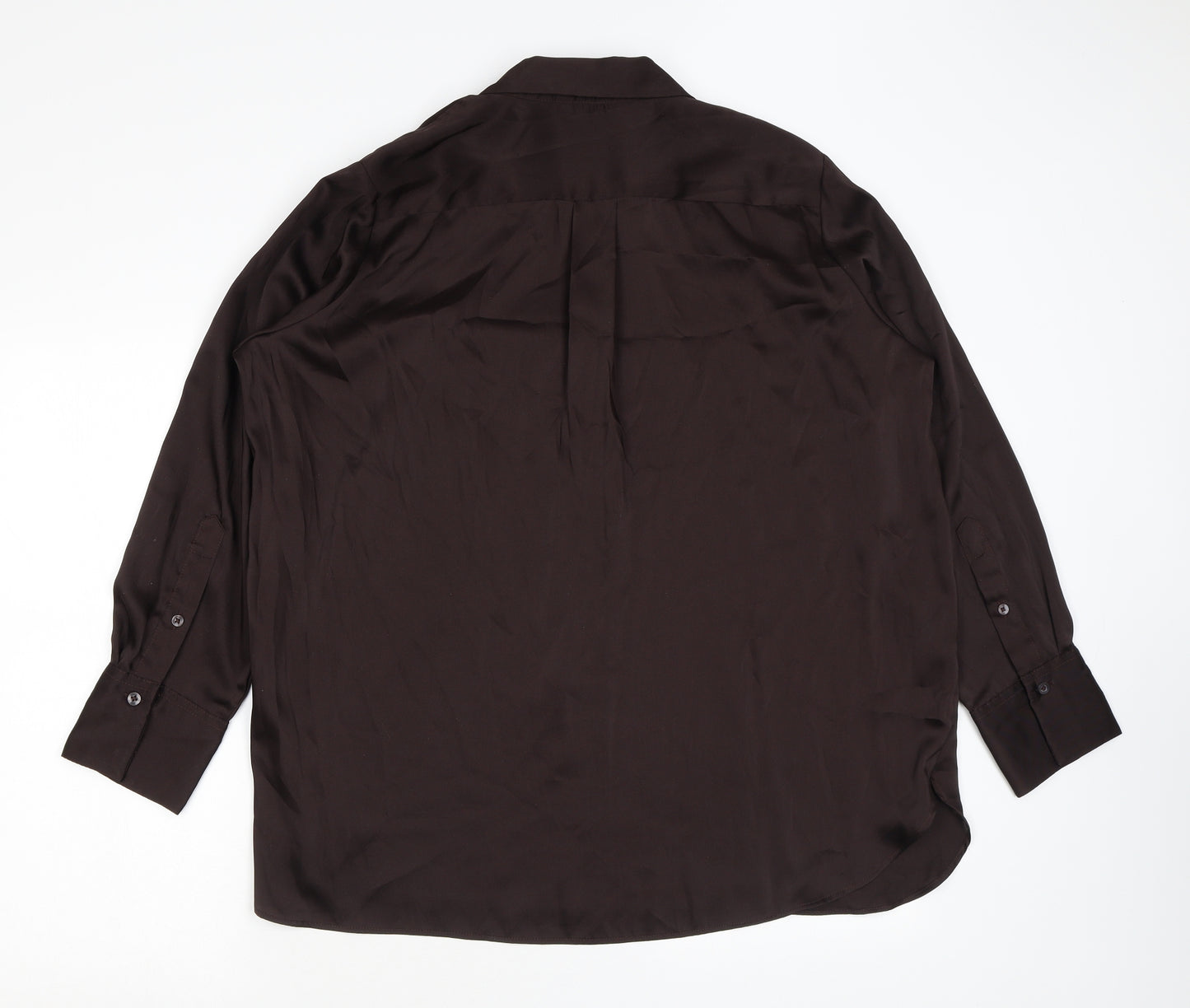 Marks and Spencer Womens Brown Polyester Tunic Button-Up Size 18 Collared