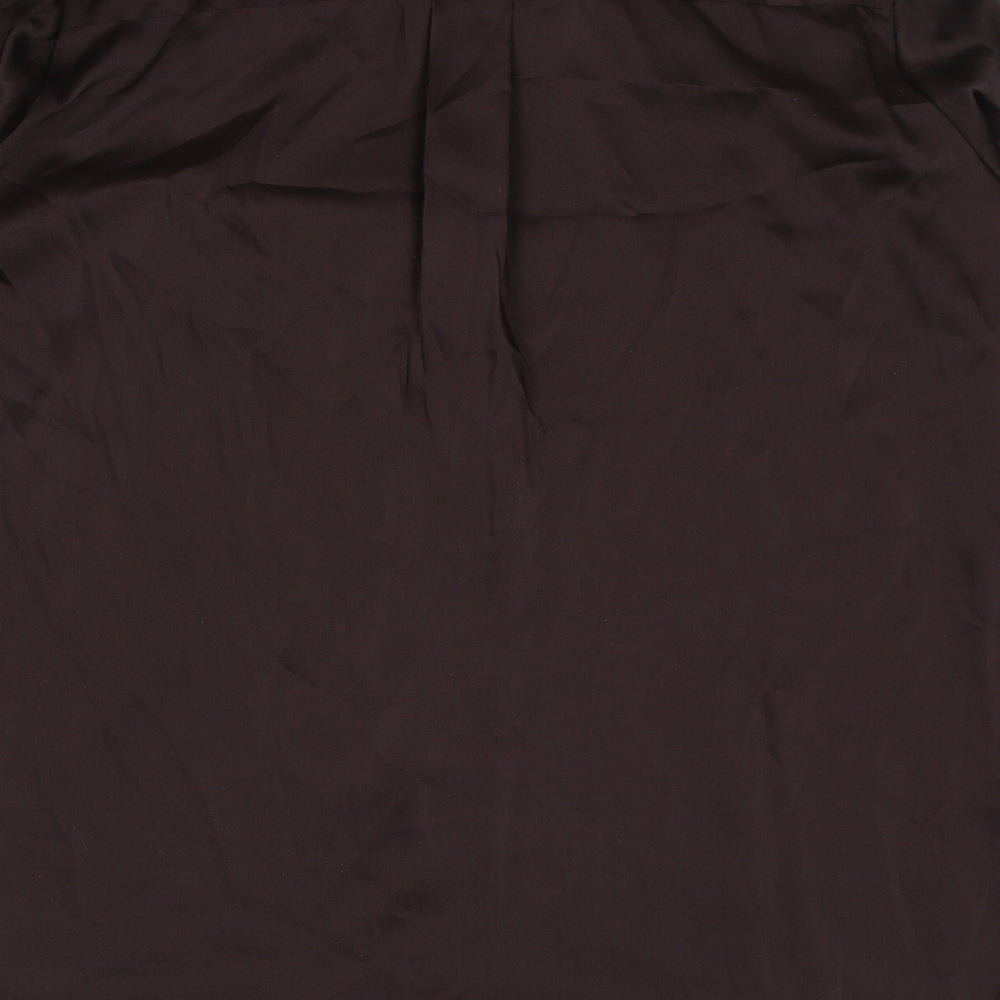 Marks and Spencer Womens Brown Polyester Tunic Button-Up Size 18 Collared