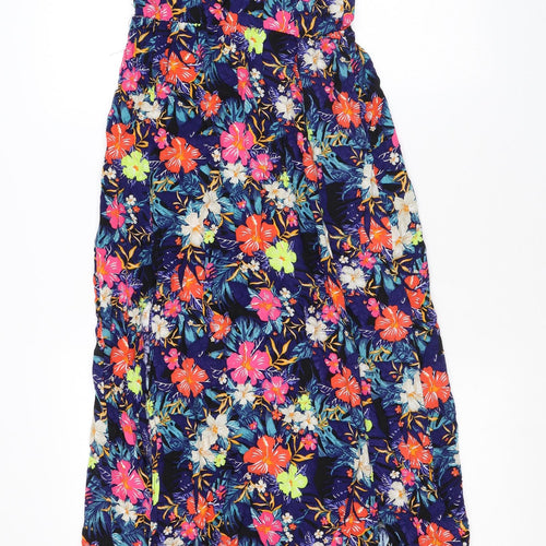 H&M Womens Multicoloured Floral Polyester Maxi Size 8 V-Neck Pullover