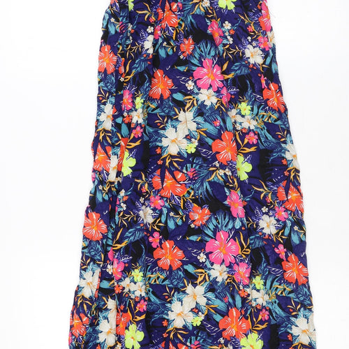 H&M Womens Multicoloured Floral Polyester Maxi Size 8 V-Neck Pullover
