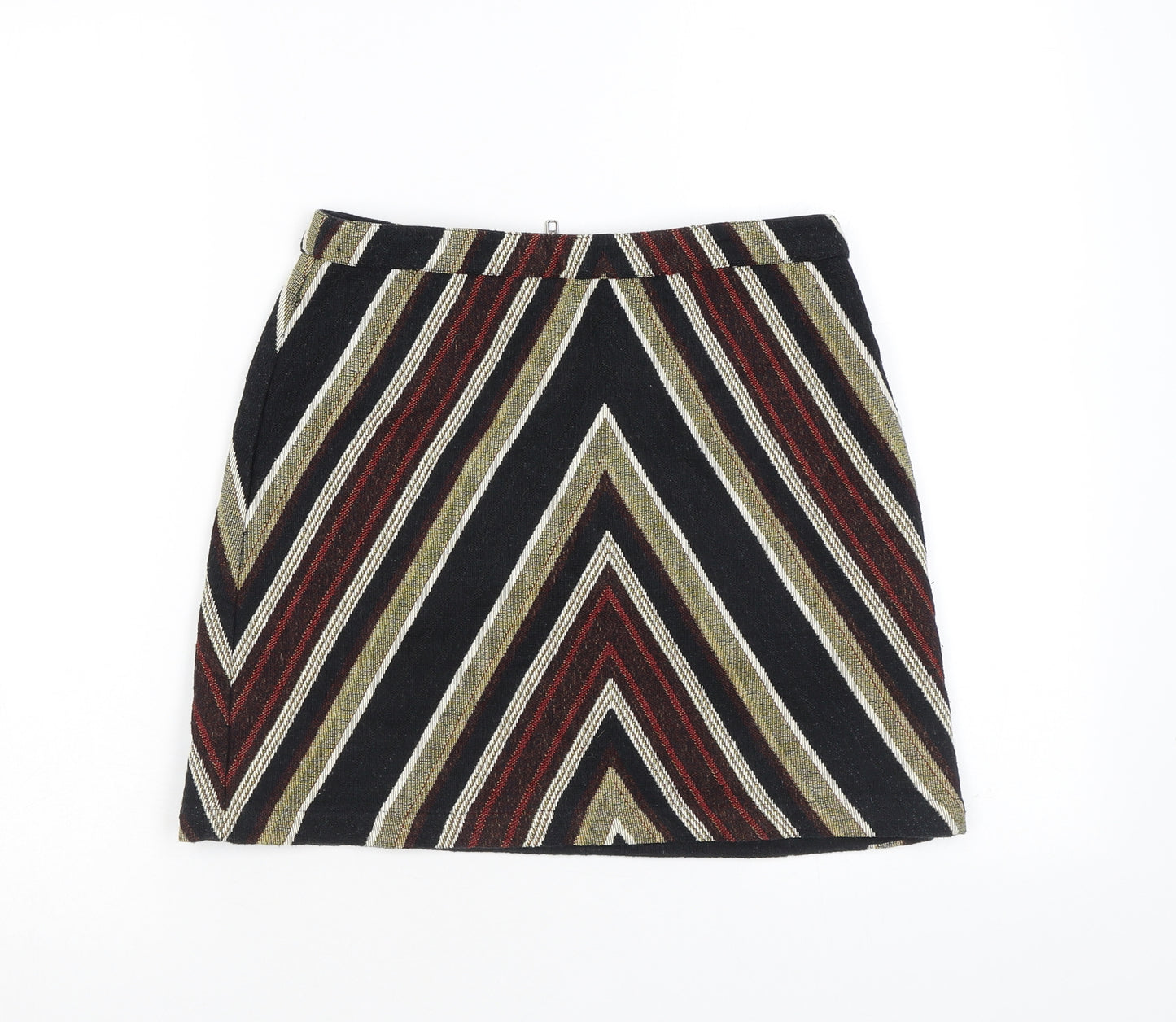Topshop Womens Multicoloured Geometric Polyester Mini Skirt Size 8 Zip