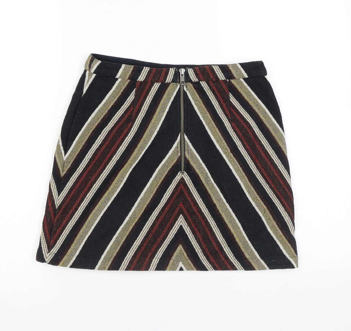 Topshop Womens Multicoloured Geometric Polyester Mini Skirt Size 8 Zip