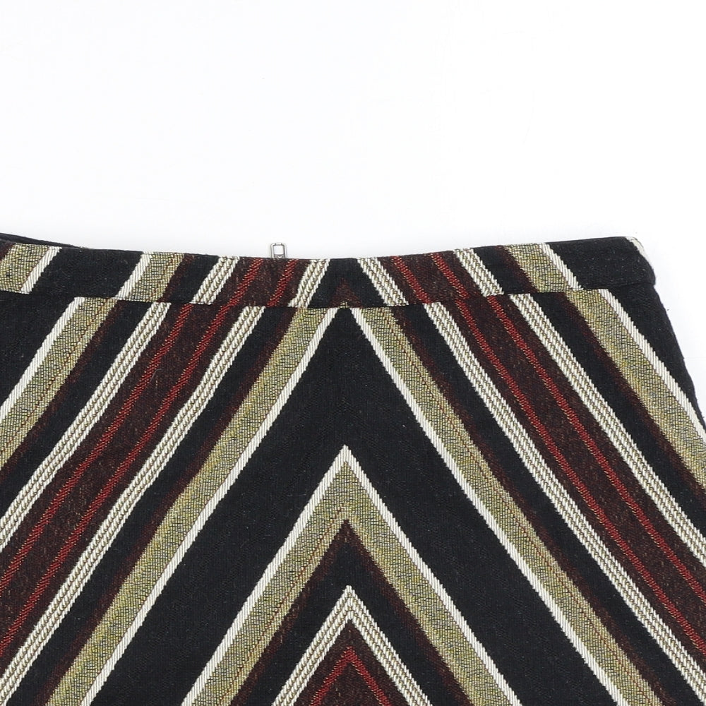 Topshop Womens Multicoloured Geometric Polyester Mini Skirt Size 8 Zip
