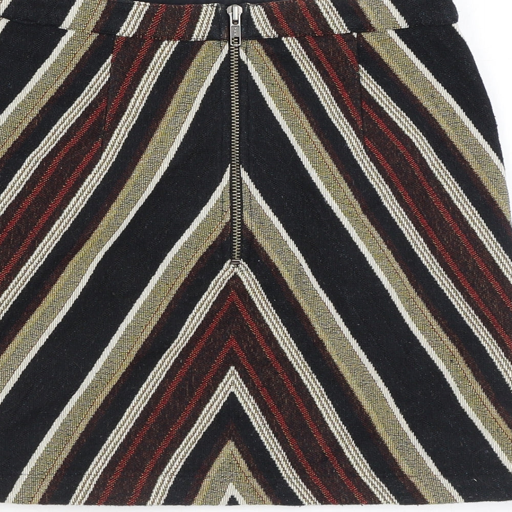Topshop Womens Multicoloured Geometric Polyester Mini Skirt Size 8 Zip
