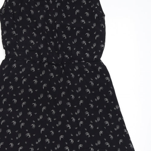 & Other Stories Womens Black Geometric Viscose Mini Size 8 V-Neck Button
