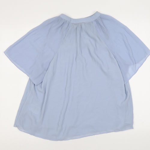 H&M Womens Blue Polyester Basic Blouse Size M V-Neck