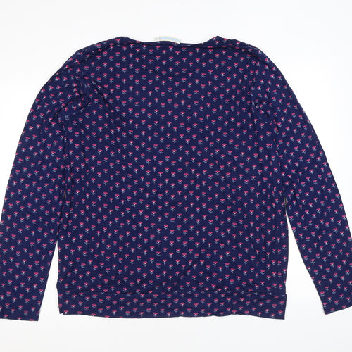 JoJo Maman Bébé Womens Blue Floral Viscose Basic Blouse Size L Round Neck - Concealed button