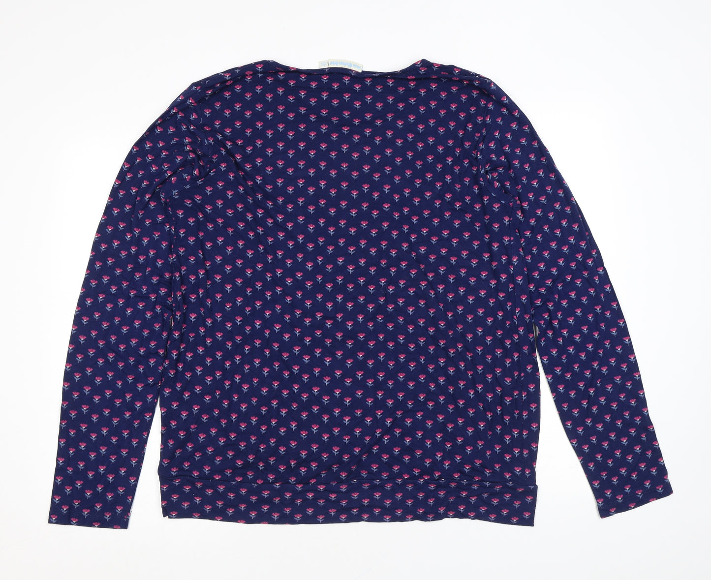 JoJo Maman Bébé Womens Blue Floral Viscose Basic Blouse Size L Round Neck - Concealed button