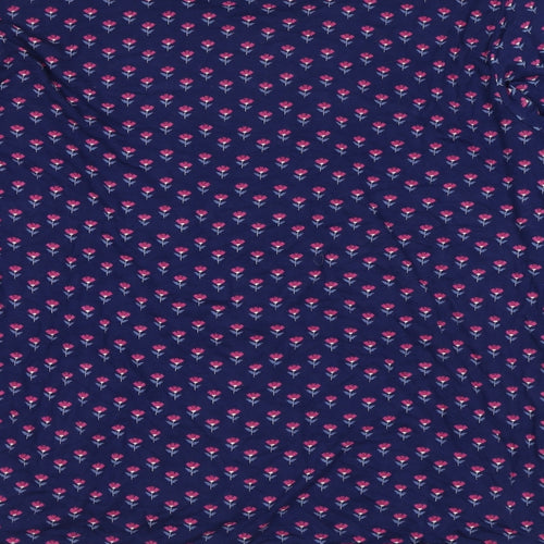 JoJo Maman Bébé Womens Blue Floral Viscose Basic Blouse Size L Round Neck - Concealed button