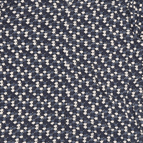 NEXT Womens Blue Geometric Viscose Basic Blouse Size 8 Round Neck