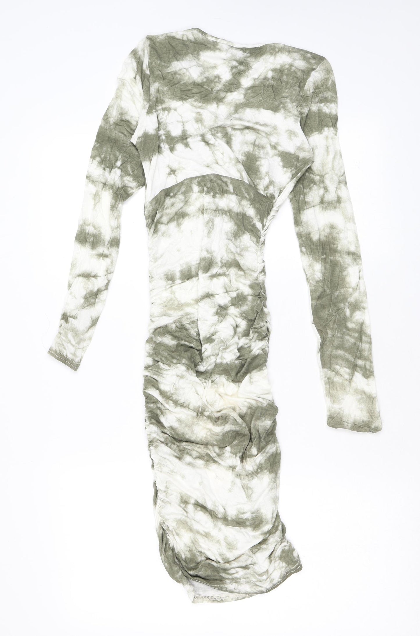 New Look Womens Grey Tie Dye Viscose Bodycon Size 6 Round Neck