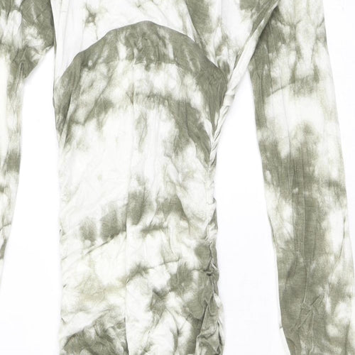 New Look Womens Grey Tie Dye Viscose Bodycon Size 6 Round Neck