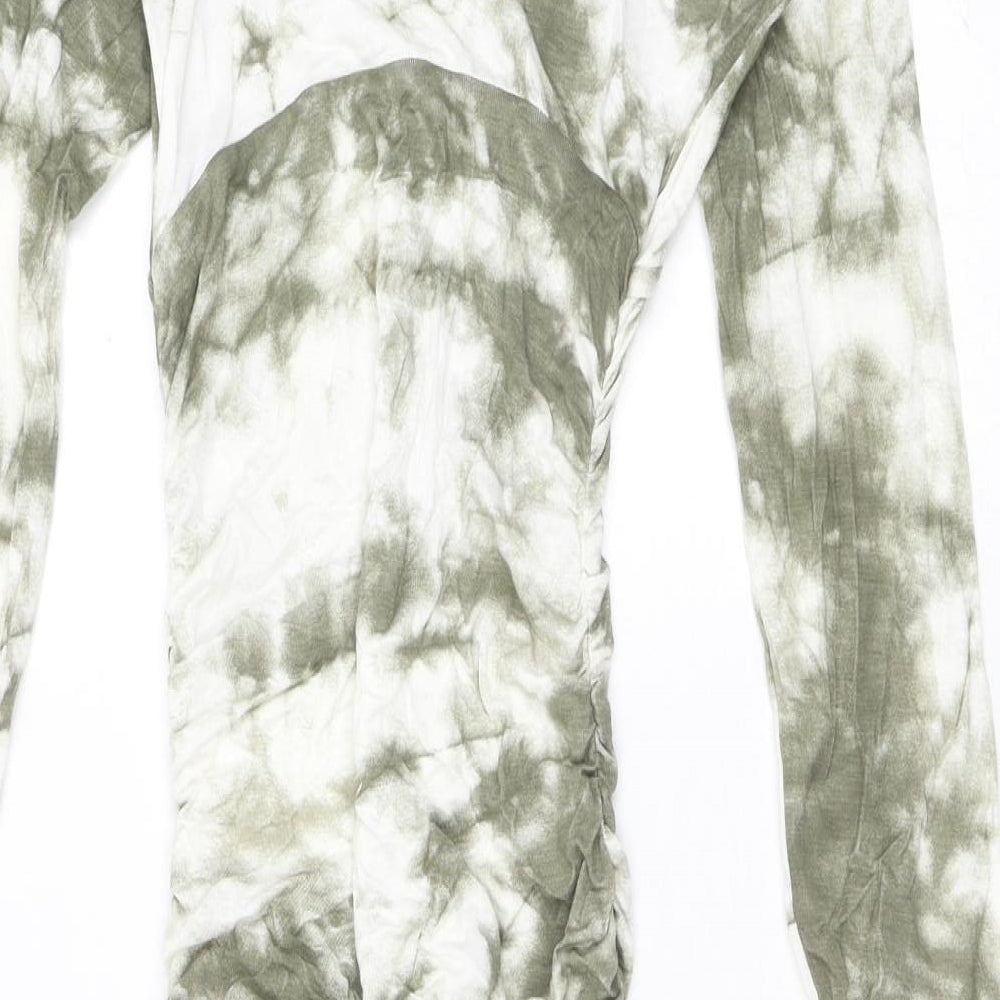 New Look Womens Grey Tie Dye Viscose Bodycon Size 6 Round Neck
