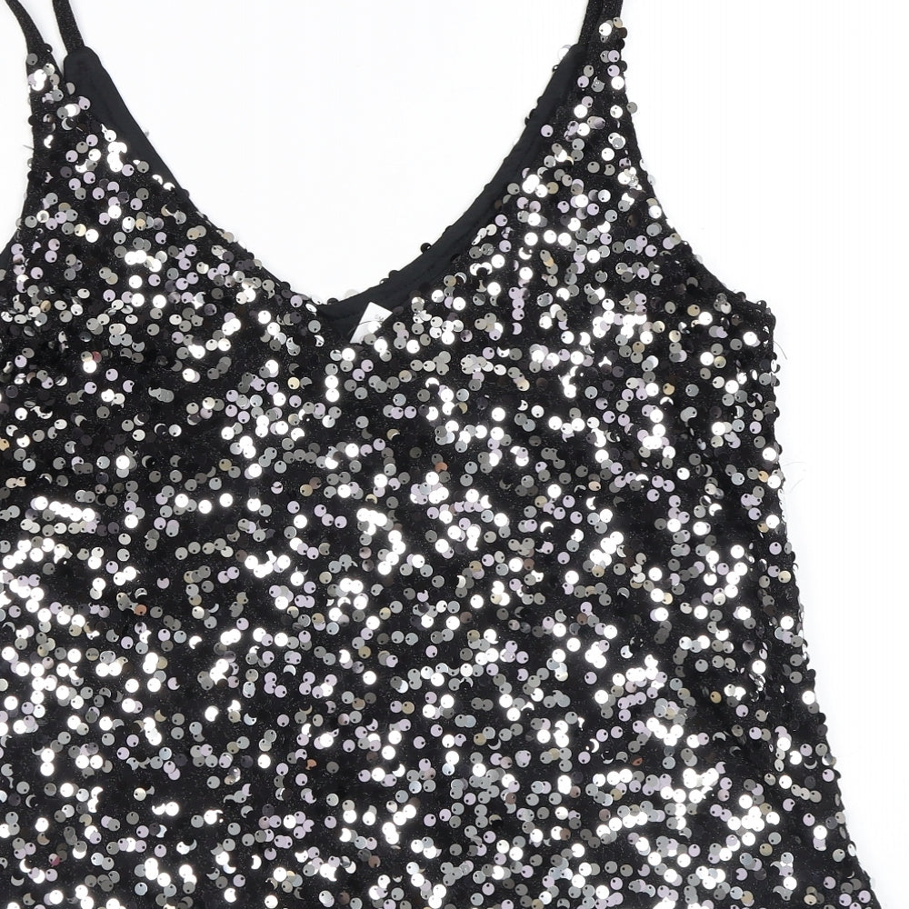 NEXT Womens Black Polyester Camisole Tank Size 14 V-Neck - Sequin