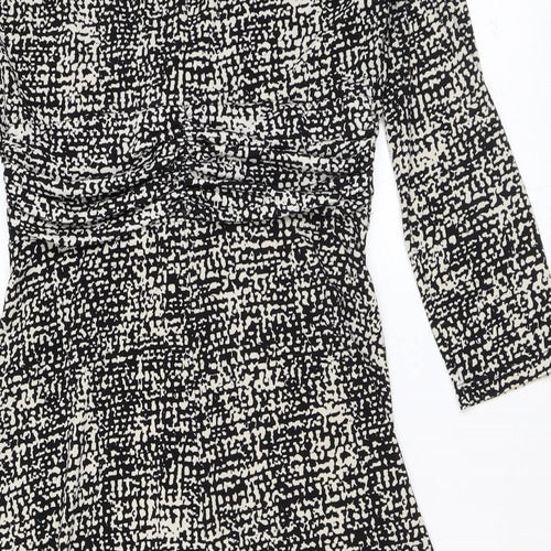 Phase Eight Womens Black Geometric Polyester A-Line Size 10 V-Neck Pullover