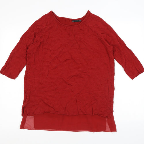 Zara Womens Red Round Neck Acrylic Pullover Jumper Size L