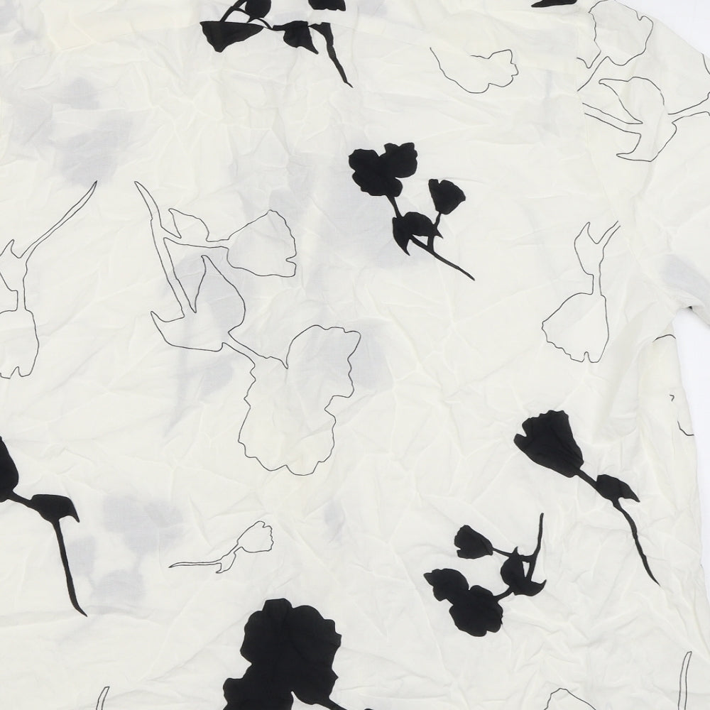 ASOS Mens White Floral Viscose Button-Up Size M Collared Button