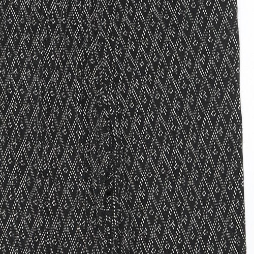 H&M Womens Black Geometric Viscose Trousers Size S L27 in Regular