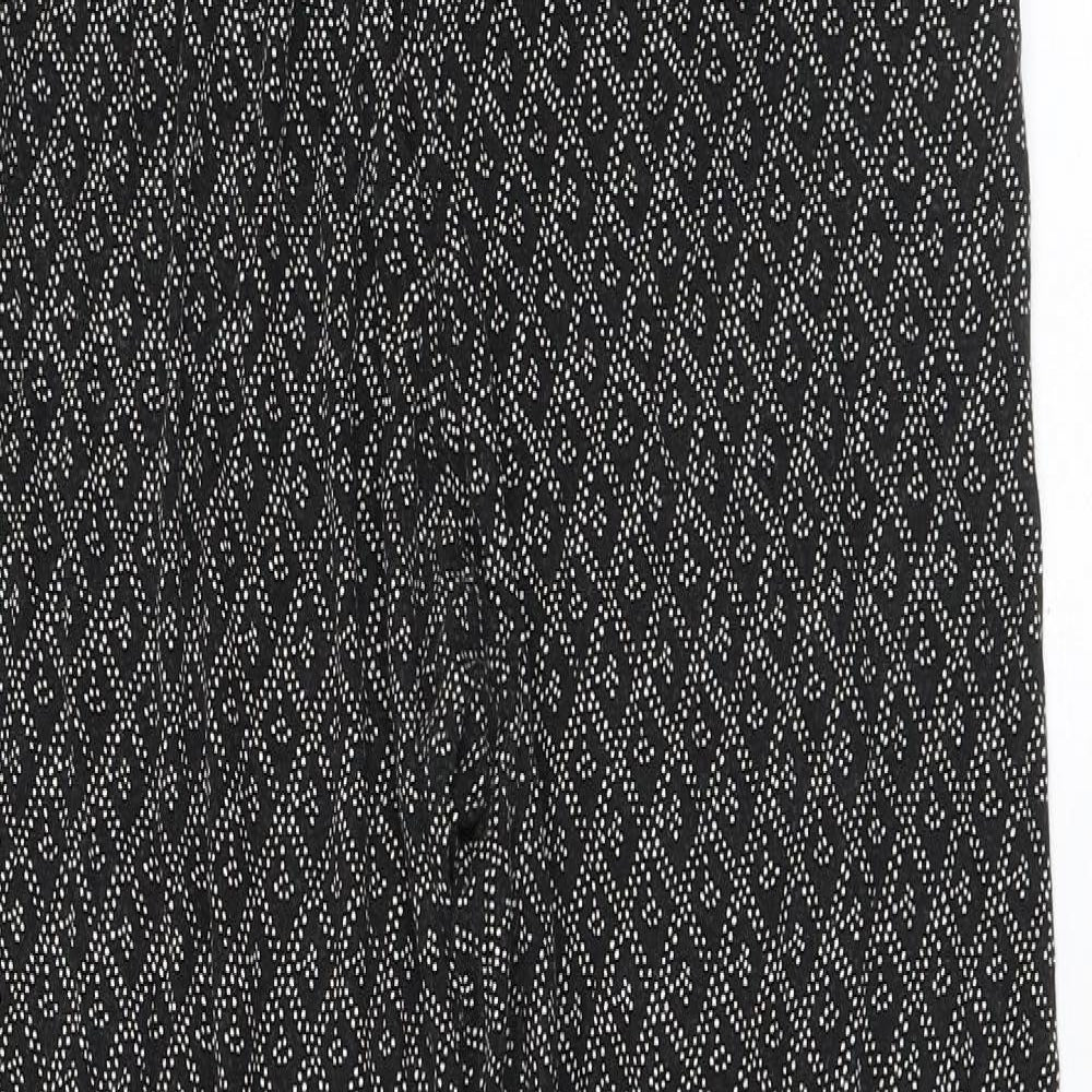 H&M Womens Black Geometric Viscose Trousers Size S L27 in Regular