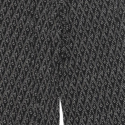 H&M Womens Black Geometric Viscose Trousers Size S L27 in Regular