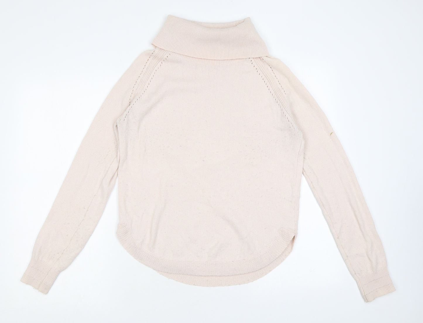 White Stuff Womens Pink Roll Neck Nylon Pullover Jumper Size 12