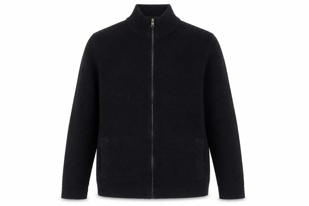 Front view of Marks & Spencer men’s blue jacket, size S, zip