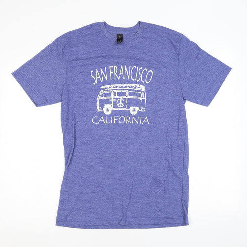 Gildan Mens Blue Polyester T-Shirt Size M Round Neck - San Francisco, Campervan