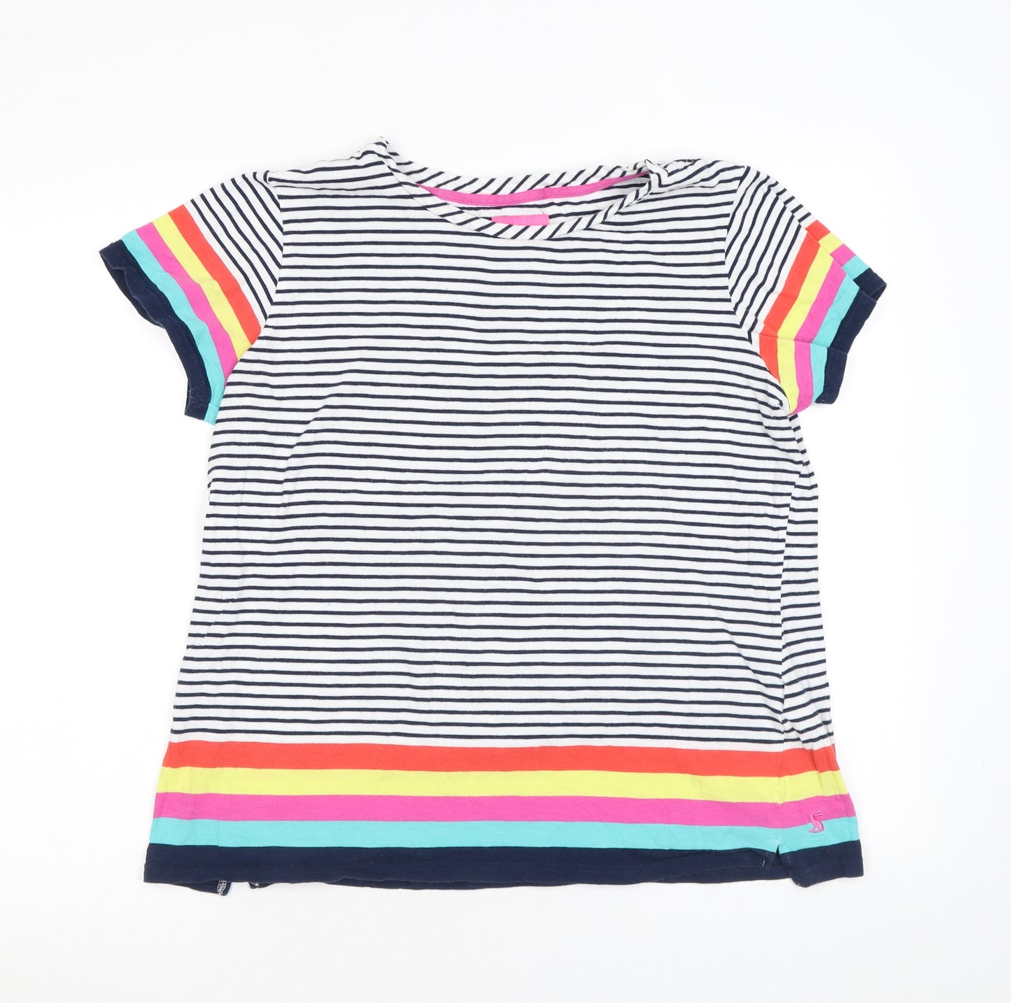 Joules Womens Multicoloured Striped Cotton Basic T-Shirt Size 16 Round Neck - Rainbow