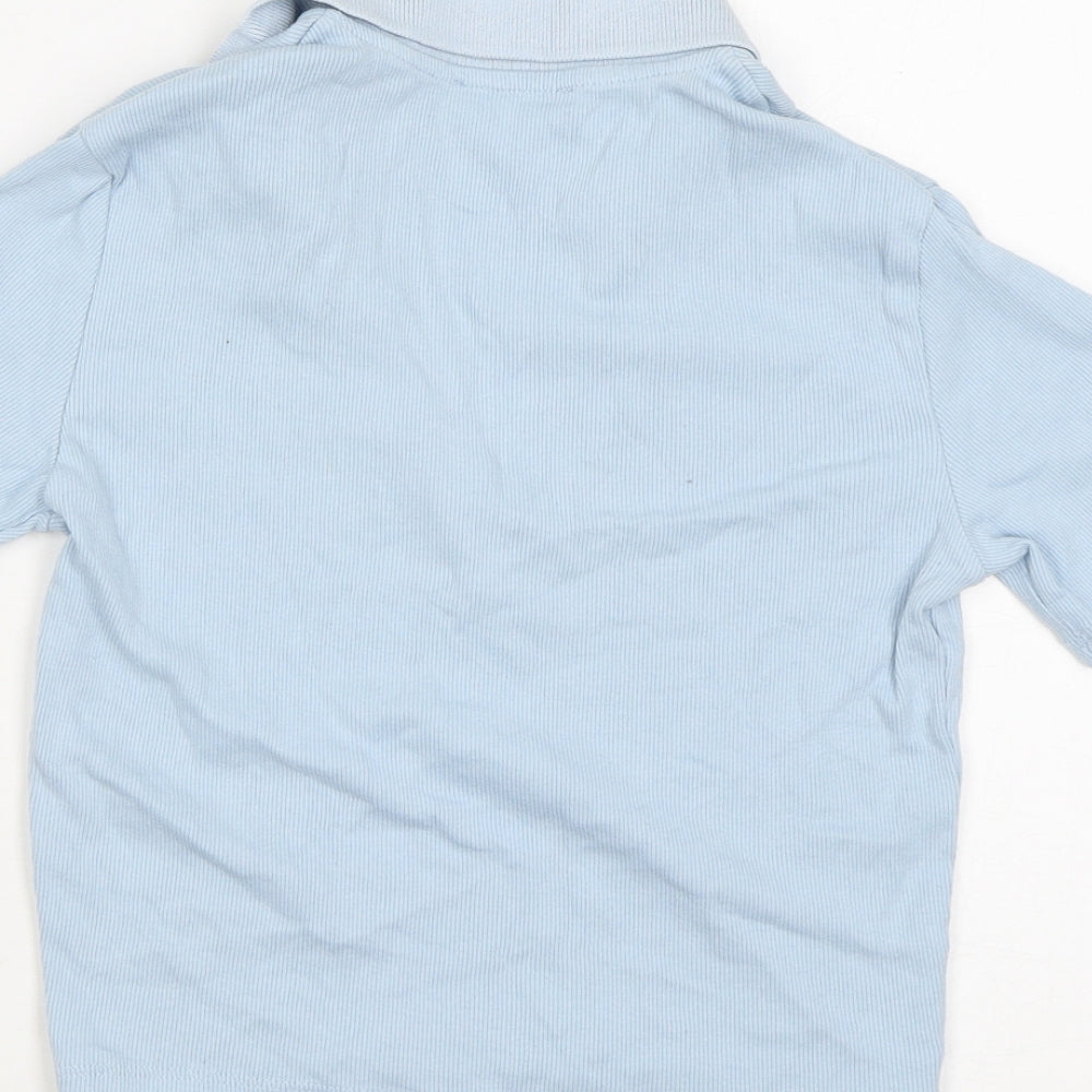 Zara Womens Blue Cotton Basic Polo Size M Collared - Cropped