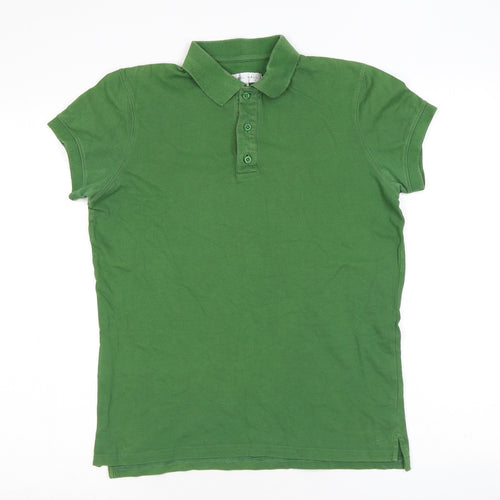 Nigel Hall Mens Green Polyester Polo Size S Collared Button