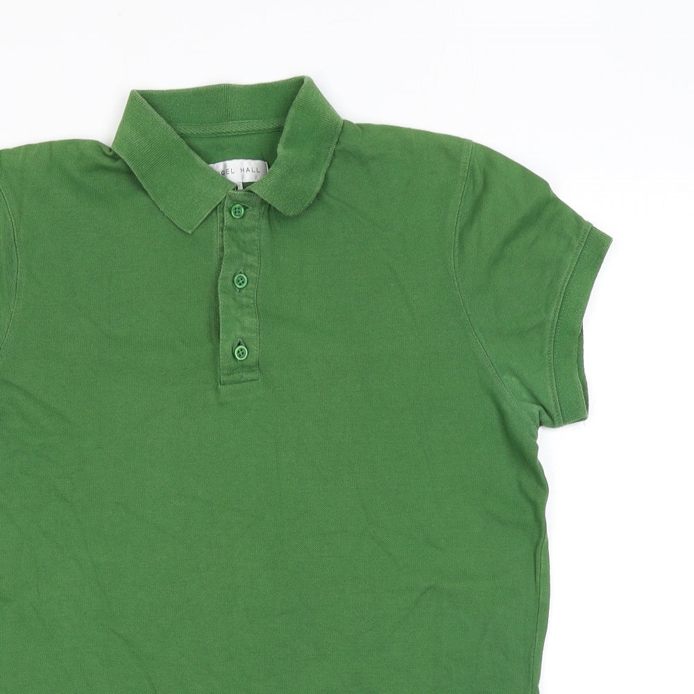 Nigel Hall Mens Green Polyester Polo Size S Collared Button