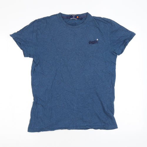 Superdrug Mens Blue Cotton T-Shirt Size S Round Neck