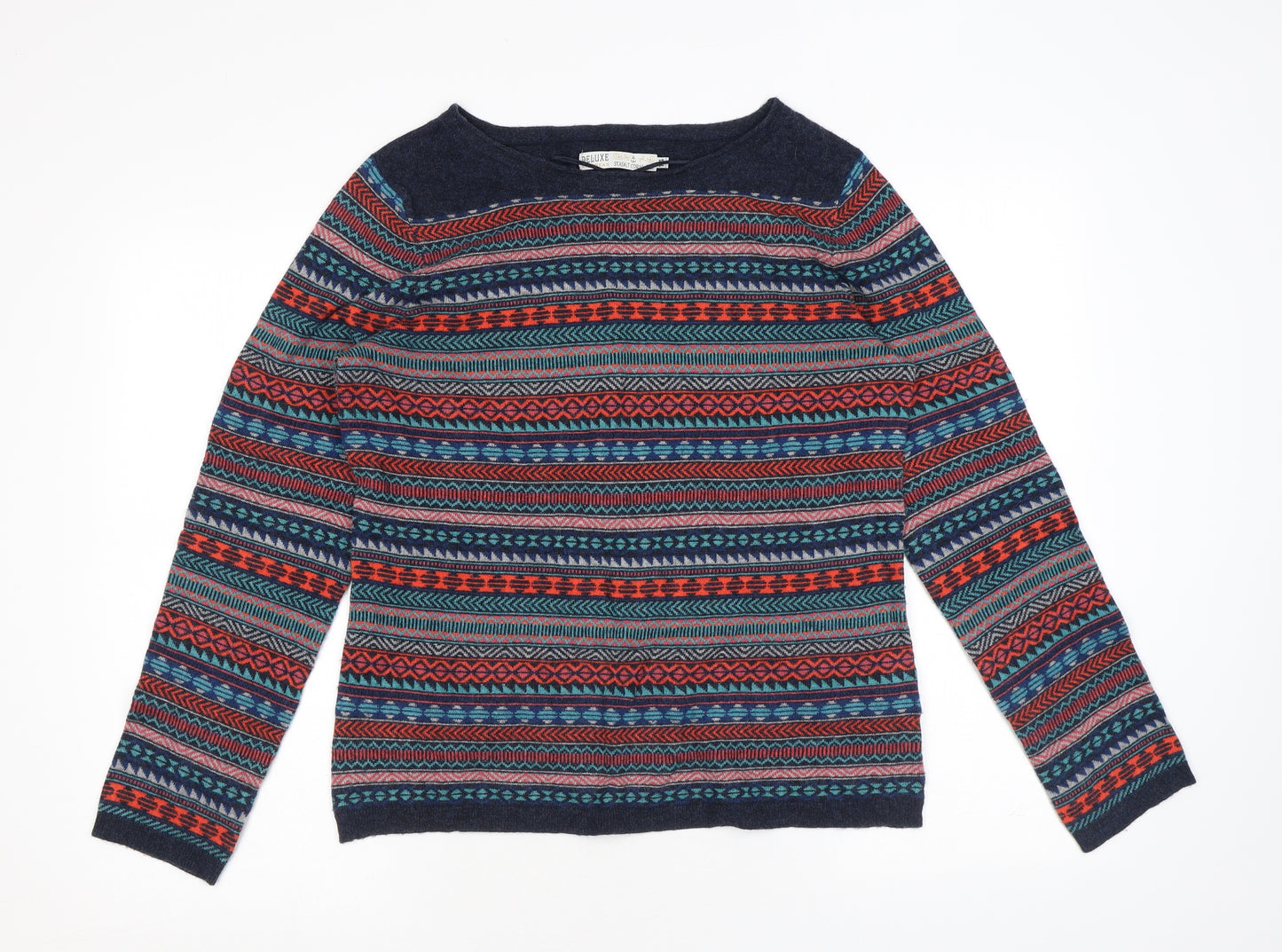 Seasalt Womens Multicoloured Round Neck Fair Isle Viscose Pullover Jumper Size 14