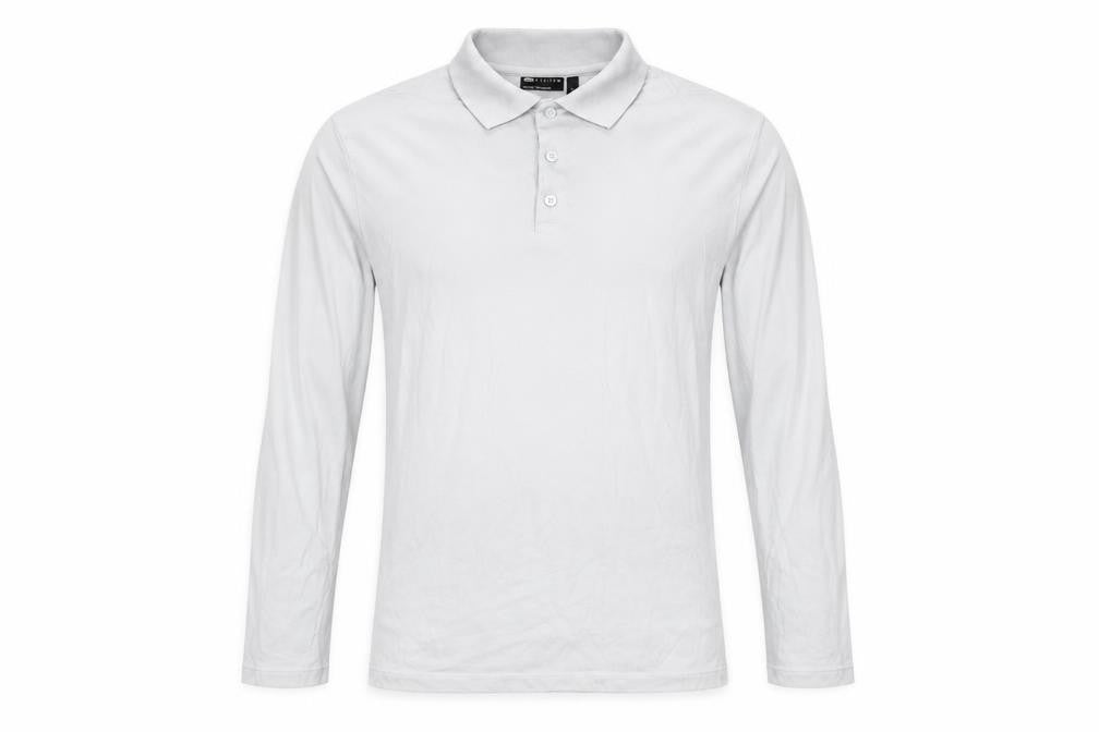 Front view of ASOS men’s grey cotton polo, size L, collared button