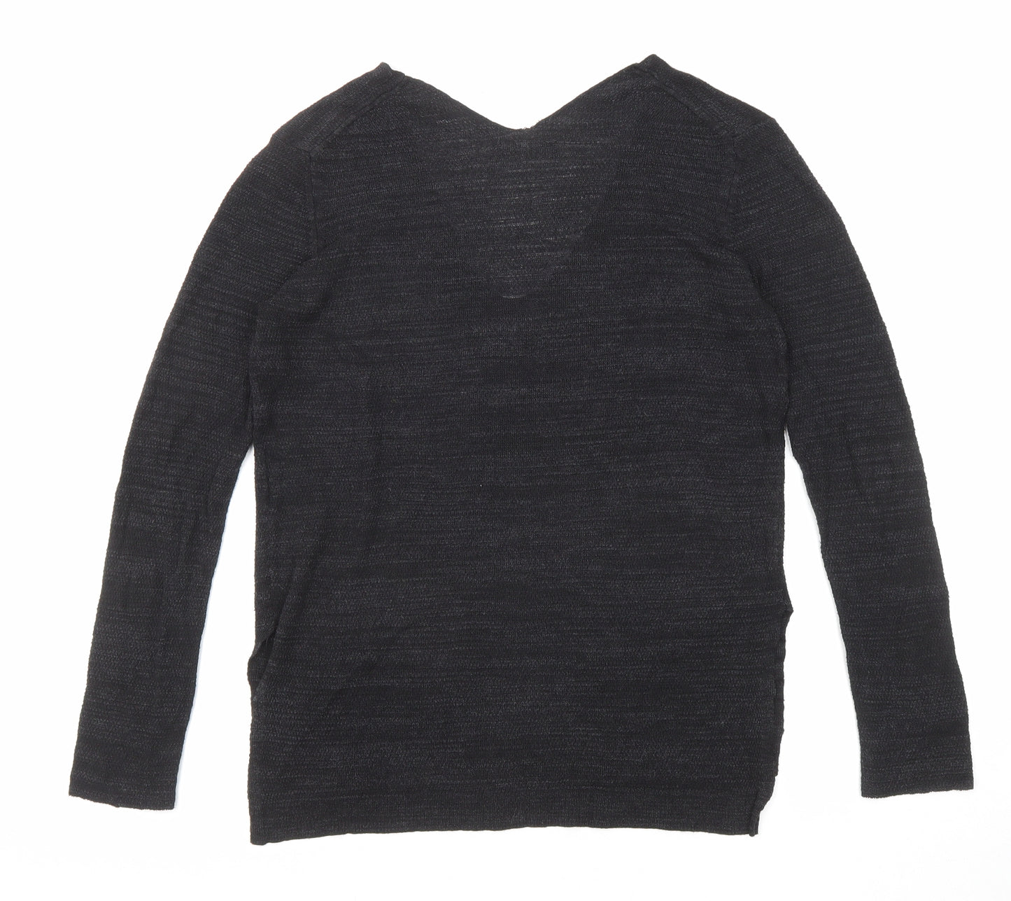 Zara Womens Black V-Neck Acrylic Pullover Jumper Size S