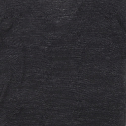 Zara Womens Black V-Neck Acrylic Pullover Jumper Size S