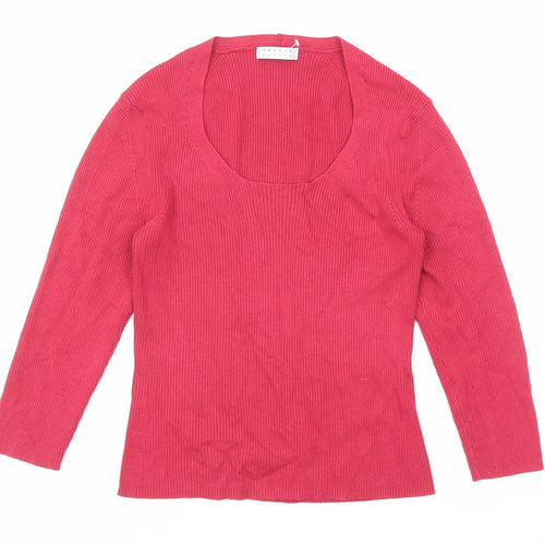 Precis Womens Pink Scoop Neck Viscose Pullover Jumper Size S
