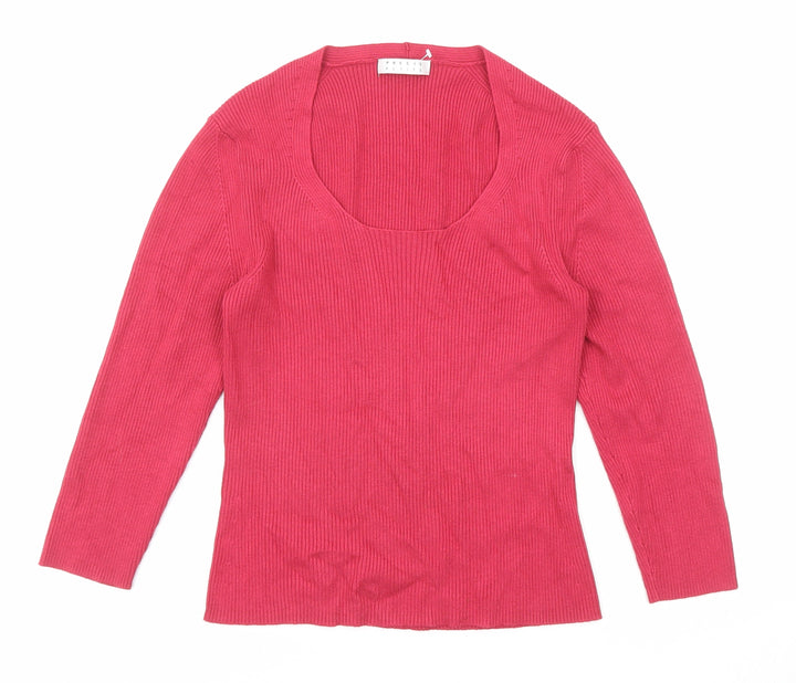 Precis Womens Pink Scoop Neck Viscose Pullover Jumper Size S