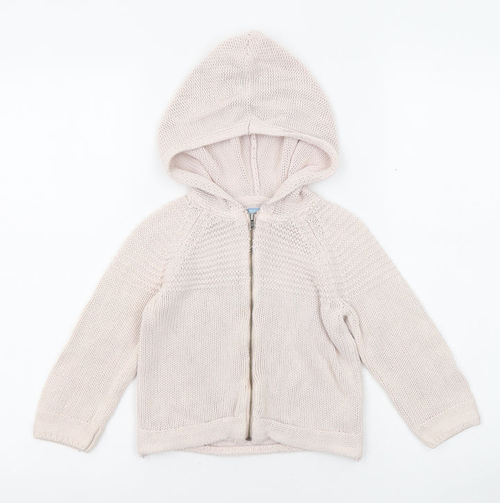Gap Girls Pink Round Neck Cotton Full Zip Jumper Size 4 Years Zip - Hooded