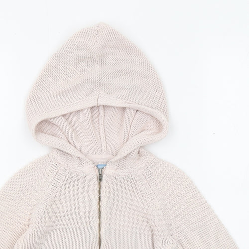Gap Girls Pink Round Neck Cotton Full Zip Jumper Size 4 Years Zip - Hooded